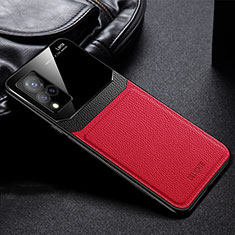 Soft Silicone Gel Leather Snap On Case Cover FL1 for Vivo V21s 5G Red