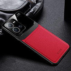 Soft Silicone Gel Leather Snap On Case Cover FL1 for Vivo X80 Lite 5G Red