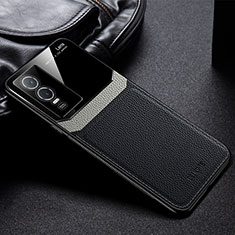 Soft Silicone Gel Leather Snap On Case Cover FL1 for Vivo Y76 5G Black