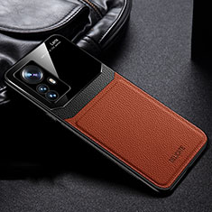 Soft Silicone Gel Leather Snap On Case Cover FL1 for Xiaomi Mi 12T Pro 5G Brown