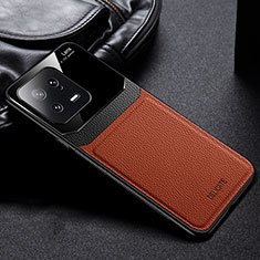 Soft Silicone Gel Leather Snap On Case Cover FL1 for Xiaomi Mi 13 5G Brown