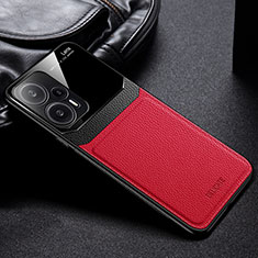 Soft Silicone Gel Leather Snap On Case Cover FL1 for Xiaomi Poco F5 5G Red