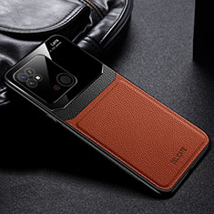 Soft Silicone Gel Leather Snap On Case Cover FL1 for Xiaomi Redmi 10C 4G Brown