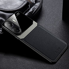 Soft Silicone Gel Leather Snap On Case Cover FL1 for Xiaomi Redmi 13C Black