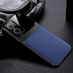 Soft Silicone Gel Leather Snap On Case Cover FL1 for Xiaomi Redmi Note 11E 5G Blue