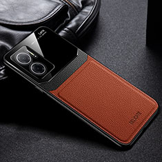 Soft Silicone Gel Leather Snap On Case Cover FL1 for Xiaomi Redmi Note 11E 5G Brown