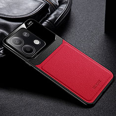 Soft Silicone Gel Leather Snap On Case Cover FL1 for Xiaomi Redmi Note 13 5G Red