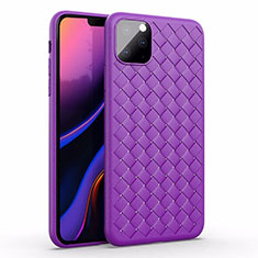 Soft Silicone Gel Leather Snap On Case Cover for Apple iPhone 11 Pro Purple