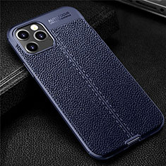 Soft Silicone Gel Leather Snap On Case Cover for Apple iPhone 12 Max Blue
