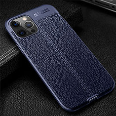 Soft Silicone Gel Leather Snap On Case Cover for Apple iPhone 12 Pro Blue