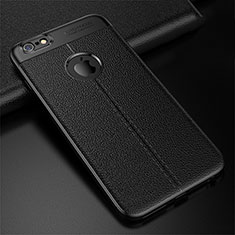 Soft Silicone Gel Leather Snap On Case Cover for Apple iPhone 6 Plus Black