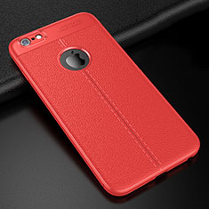 Soft Silicone Gel Leather Snap On Case Cover for Apple iPhone 6 Plus Red