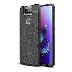 Soft Silicone Gel Leather Snap On Case Cover for Asus Zenfone 6 ZS630KL Black