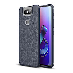 Soft Silicone Gel Leather Snap On Case Cover for Asus Zenfone 6 ZS630KL Blue