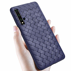 Soft Silicone Gel Leather Snap On Case Cover for Huawei Honor 20 Blue
