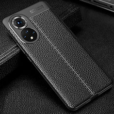 Soft Silicone Gel Leather Snap On Case Cover for Huawei Honor 50 5G Black