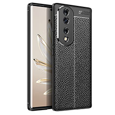 Soft Silicone Gel Leather Snap On Case Cover for Huawei Honor 70 Pro 5G Black