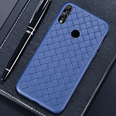 Soft Silicone Gel Leather Snap On Case Cover for Huawei Honor 8X Blue