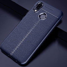 Soft Silicone Gel Leather Snap On Case Cover for Huawei Nova 3i Blue