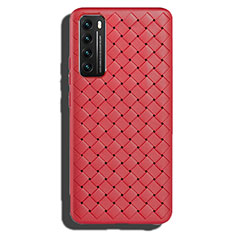 Soft Silicone Gel Leather Snap On Case Cover for Huawei Nova 7 5G Red