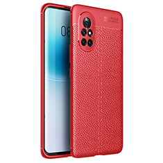 Soft Silicone Gel Leather Snap On Case Cover for Huawei Nova 8 5G Red