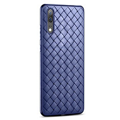 Soft Silicone Gel Leather Snap On Case Cover for Huawei P20 Blue