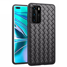 Soft Silicone Gel Leather Snap On Case Cover for Huawei P40 Black