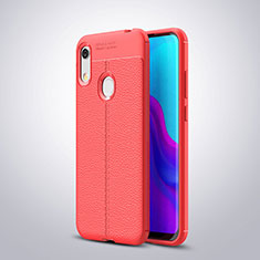 Soft Silicone Gel Leather Snap On Case Cover for Huawei Y6 Prime (2019) Red