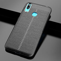 Soft Silicone Gel Leather Snap On Case Cover for Huawei Y7 (2019) Black