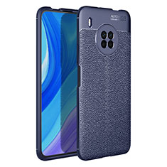 Soft Silicone Gel Leather Snap On Case Cover for Huawei Y9a Blue