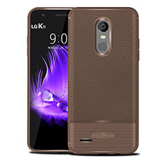Soft Silicone Gel Leather Snap On Case Cover for LG K11 Brown