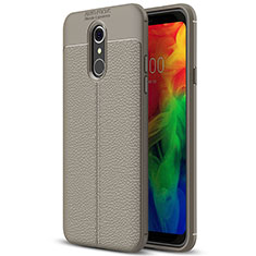 Soft Silicone Gel Leather Snap On Case Cover for LG Q7 Gray