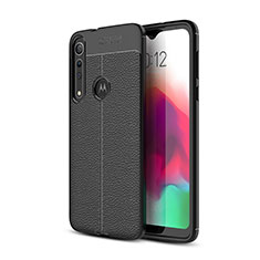 Soft Silicone Gel Leather Snap On Case Cover for Motorola Moto G8 Play Black