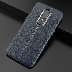 Soft Silicone Gel Leather Snap On Case Cover for OnePlus 6 Blue