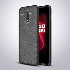 Soft Silicone Gel Leather Snap On Case Cover for OnePlus 7 Black