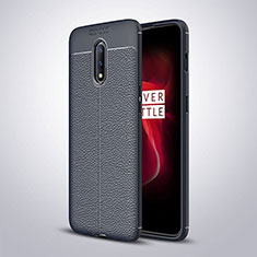 Soft Silicone Gel Leather Snap On Case Cover for OnePlus 7 Blue