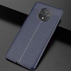 Soft Silicone Gel Leather Snap On Case Cover for OnePlus 7T Blue