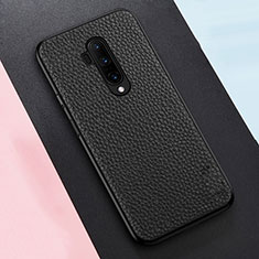 Soft Silicone Gel Leather Snap On Case Cover for OnePlus 7T Pro Black