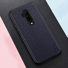 Soft Silicone Gel Leather Snap On Case Cover for OnePlus 7T Pro Blue