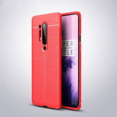 Soft Silicone Gel Leather Snap On Case Cover for OnePlus 8 Pro Red