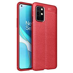 Soft Silicone Gel Leather Snap On Case Cover for OnePlus 8T 5G Red
