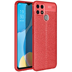 Soft Silicone Gel Leather Snap On Case Cover for Oppo A15 Red