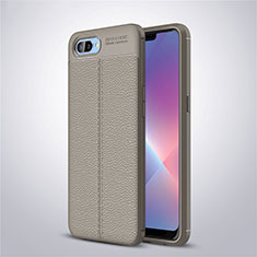Soft Silicone Gel Leather Snap On Case Cover for Oppo A5 Gray