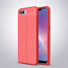 Soft Silicone Gel Leather Snap On Case Cover for Oppo A5 Red