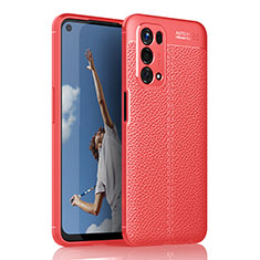 Soft Silicone Gel Leather Snap On Case Cover for Oppo A54 5G Red