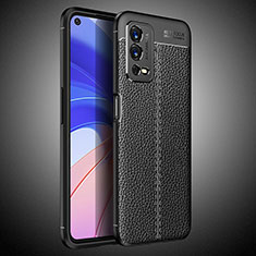 Soft Silicone Gel Leather Snap On Case Cover for Oppo A55 4G Black