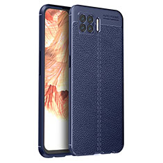 Soft Silicone Gel Leather Snap On Case Cover for Oppo A73 (2020) Blue