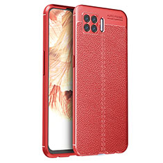 Soft Silicone Gel Leather Snap On Case Cover for Oppo A73 (2020) Red