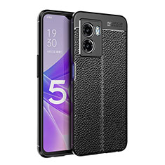Soft Silicone Gel Leather Snap On Case Cover for Oppo A77 5G Black