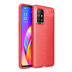 Soft Silicone Gel Leather Snap On Case Cover for Oppo A95 5G Red